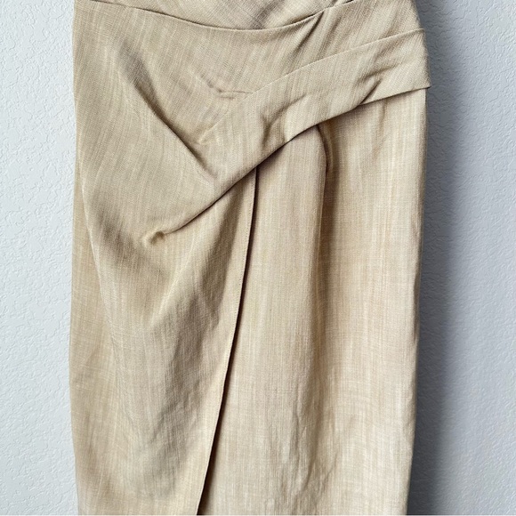 New Zara $119 Asymmetrical Slip Taupe Brown Midi Pencil Dress Small 3265/332 - Picture 8 of 13